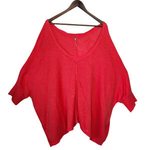 Free People Red V-Neck Sweater